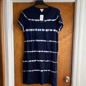 J. Crew Tie-dye  Navy T-Shirt Dress